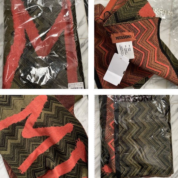 MISSONI WRITTEN IN ORANGE ACROSS A SIGNATURE CHEVON SCARF - Picture 2 of 16